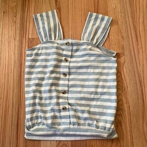 Loft Shirt Womens XS Blue White Striped Button Up Blouse Sleeveless Nautical